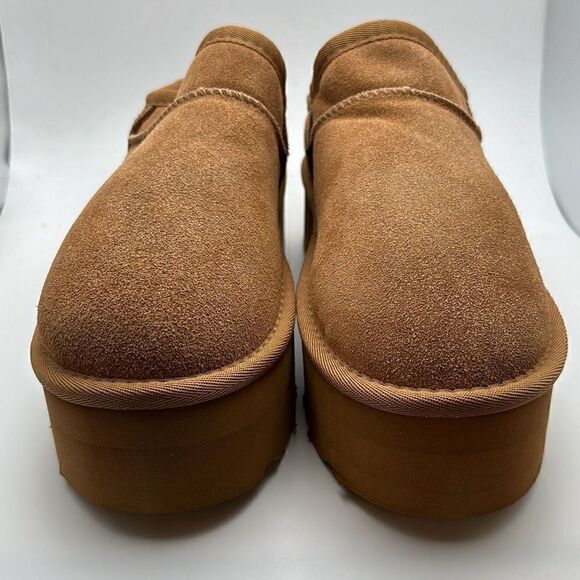 CUSHIONAIRE Women's Genuine Suede Cozy Mule Platform +Memory Foam 8.5 CHESTNUT - Picture 2 of 7